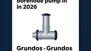 Современная иллюстрация скважинного насоса Grundfos для статьи о выборе оборудования в 2026 году